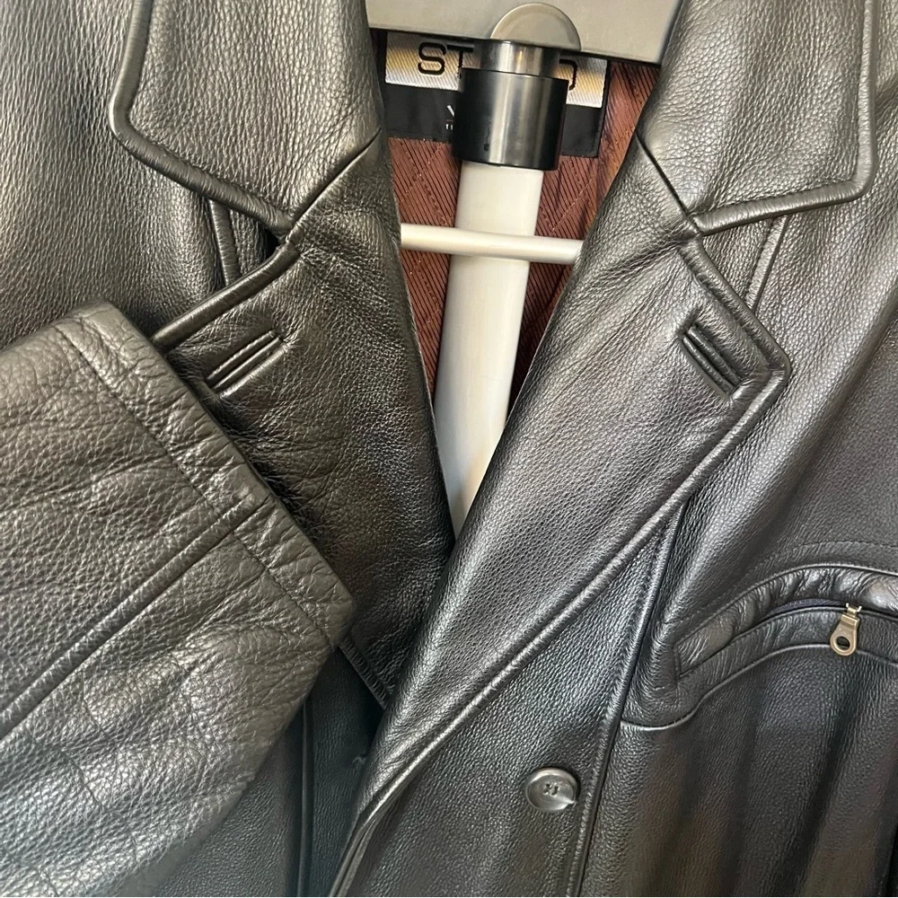 Pelle Studio Wilson’s Men’s Double Breasted Genuine Leather Black L Coat Jacket